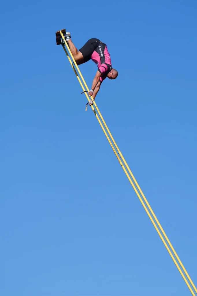 man in the air swings in Estonia