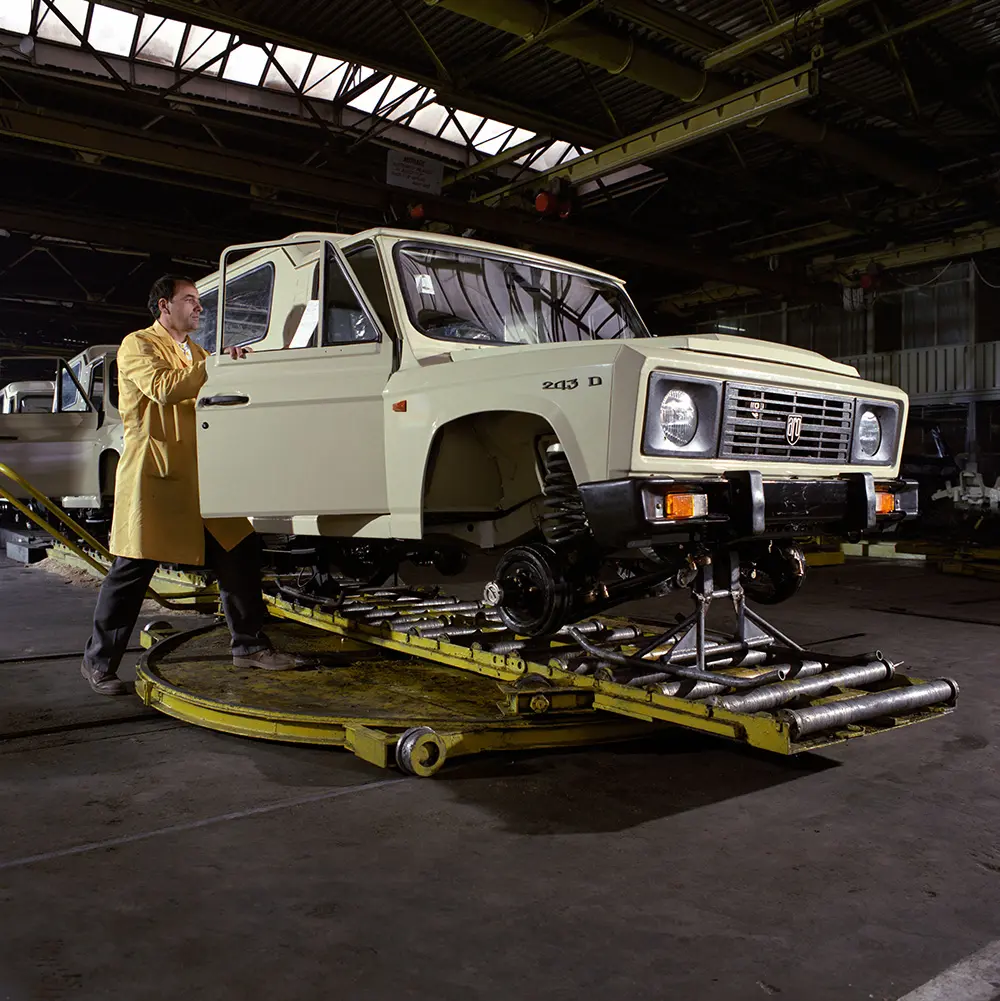 Inspection during manufacture of a Romanian 4 x 4 ARO vehicle at factory in Romania