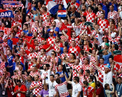 France v Croatia - FIFA World Cup 2018 Final Croatia supporters at Luzhniki Stadium on July 15, 2018