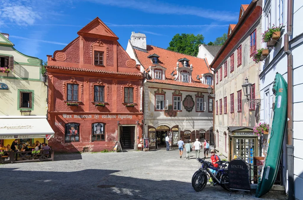 Old Town in Cesky Krumlov with the waxworks museum