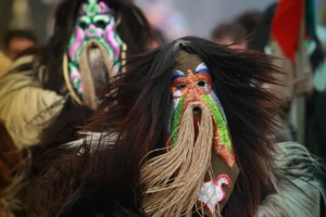 Mask dancers take part in a parade during the the International Festival of Masquerade Games Surva in the town of Pernik. n ancient times the old Thracians held the Kukeri Ritual Games in honor of the god Dionysus