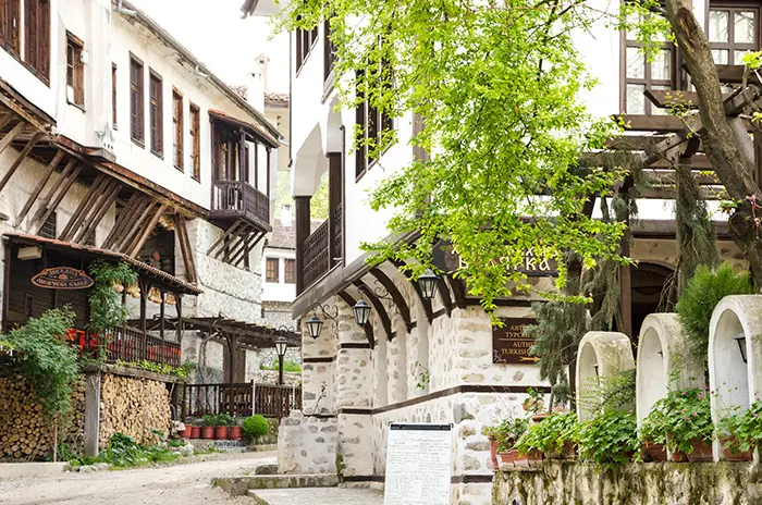 Street view of Melnik traditional architecture