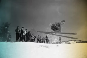 Hannes Schneider Demonstrating for Ski Students