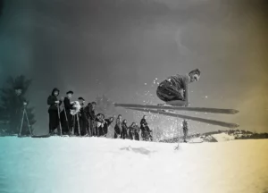 Hannes Schneider Demonstrating for Ski Students