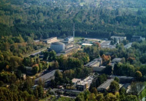 View of Maria reactor building in National Centre for Nuclear Research in Swierk, Poland