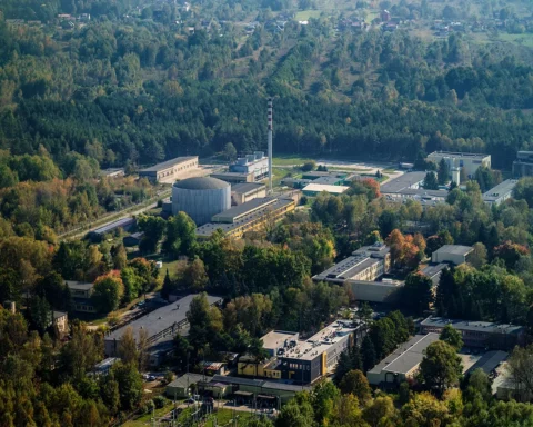 View of Maria reactor building in National Centre for Nuclear Research in Swierk, Poland