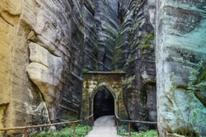 Gothic gate in the Adrspach-Teplice Rocks Nature Reserve in Adrspach in Czechia