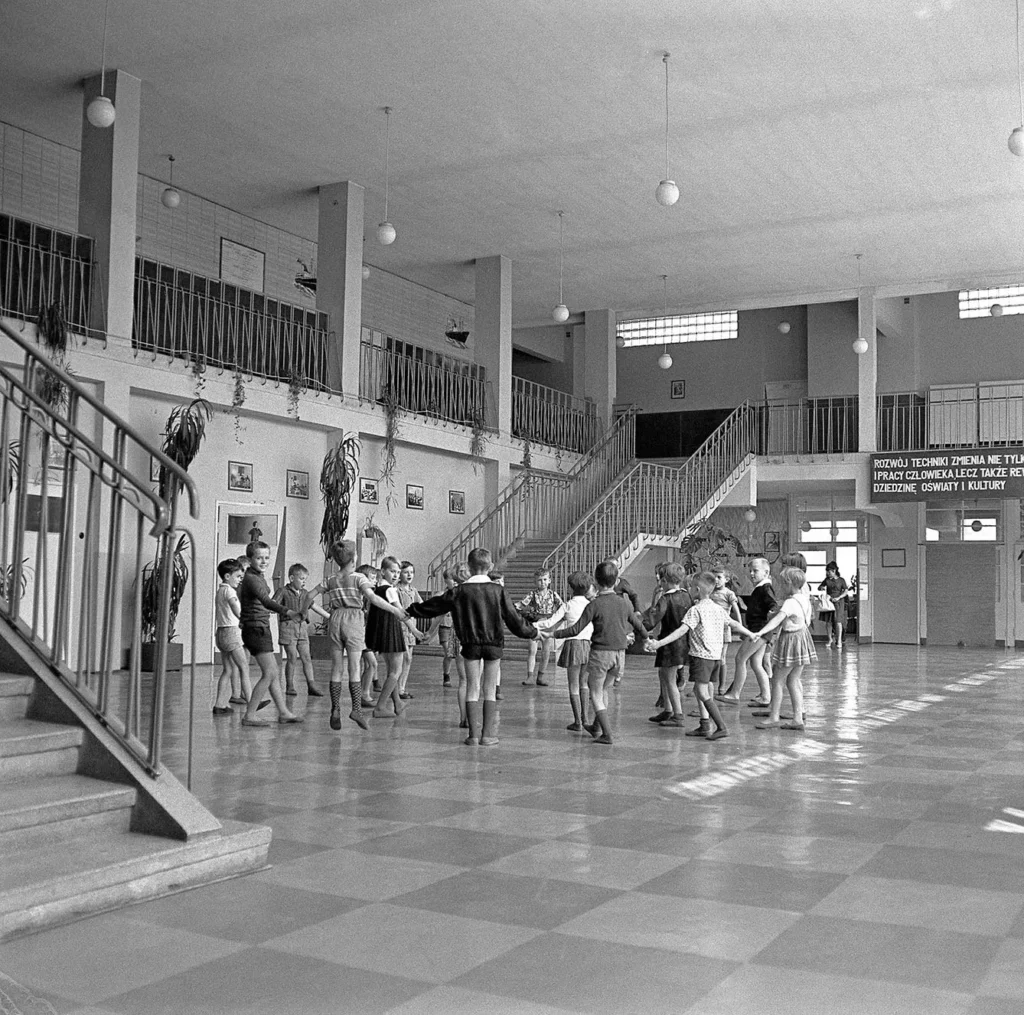 archive, black and white photo of corridor at the millennium school