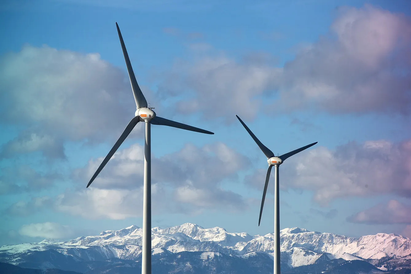 Wind turbines operate at the Steinriegel wind farm