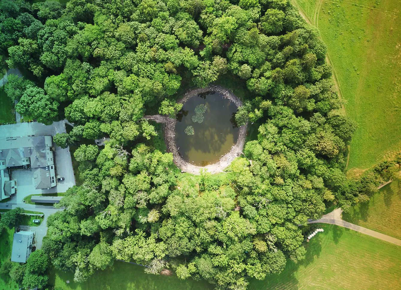 Aerial view of Kaali crater, in Saaremaa, Estonia