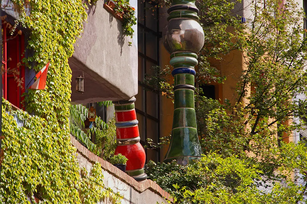 Part of the facade of the Hundertwasser house in Vienna