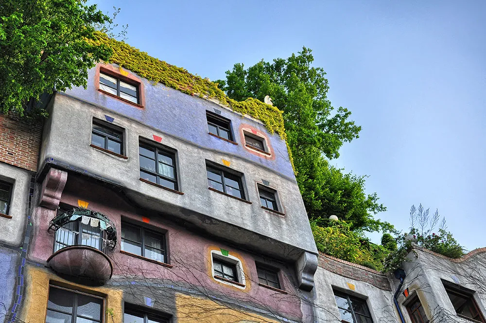 Hundertwasserhaus in Vienna on a sunny day