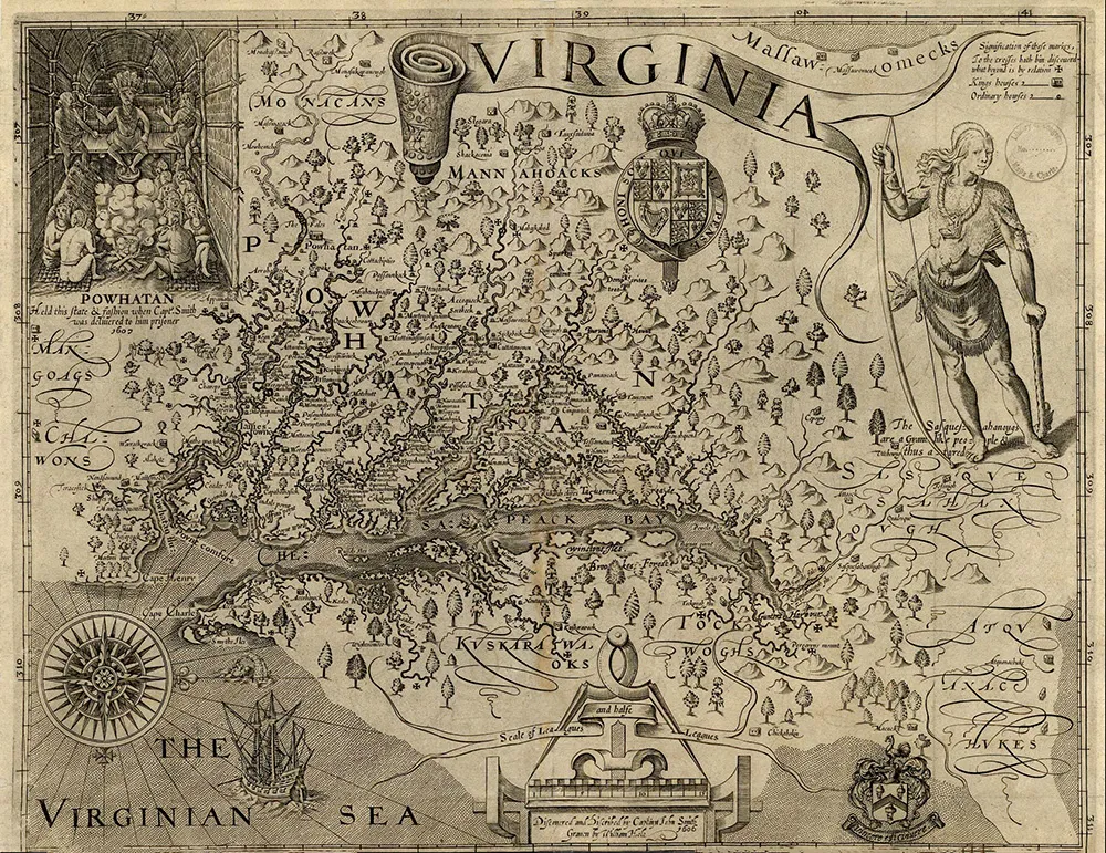 Smith's map of Virginia from The Generall Historie of Virginia, New-England, and the Summer Isles, 1624