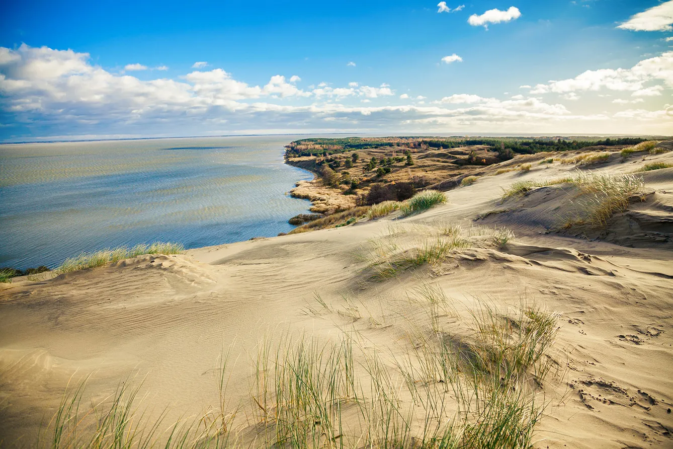 sandy Grey Dunes at the Curonian Spit in Nida, Neringa, Lithuania