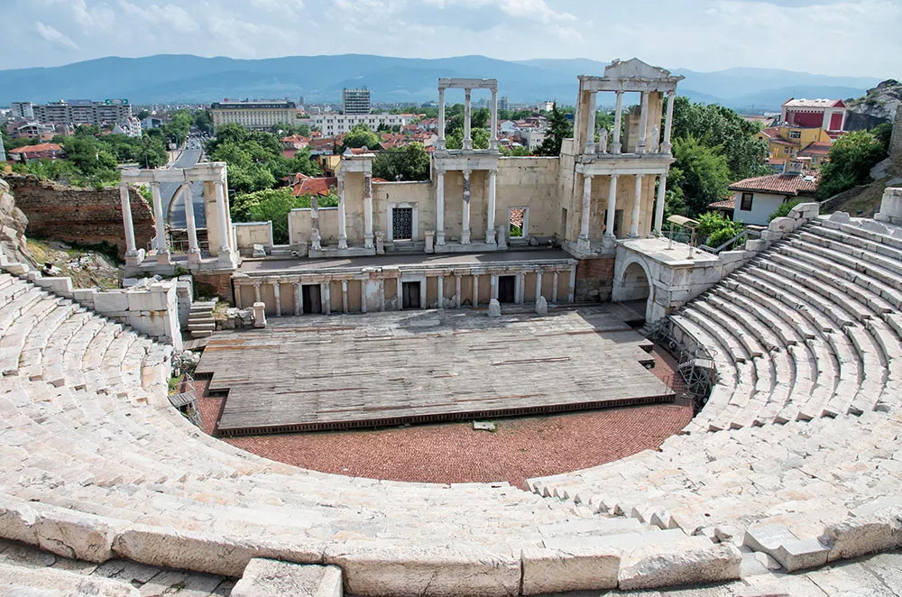 Plovdiv, Bulgaria: Historic remains of Roman amphitheatre, travel destination