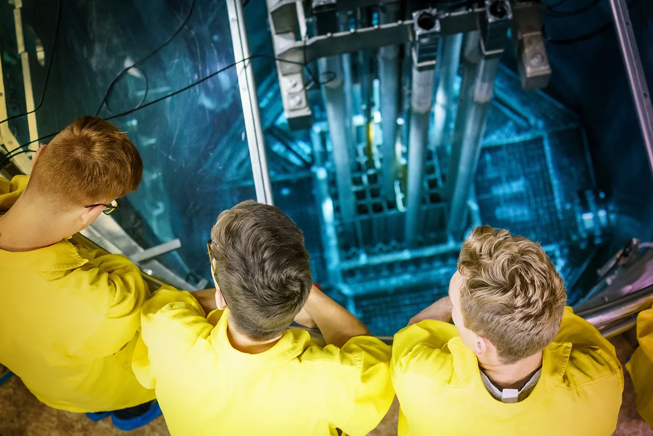 Students at nuclear reactor in the center of the city of Prague.