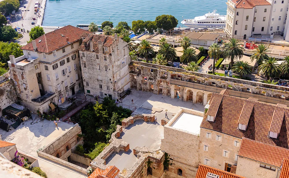 South east aerial view of Diocletian's palace walls