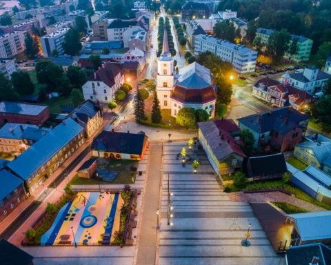 Valga Central Square from a bird's eye view