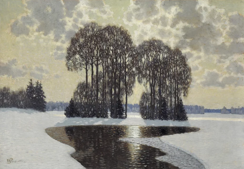 Vilhelms Purvītis. Winter. Ca 1910. Oil on cardboard. Collection of the Latvian National Museum of Art.