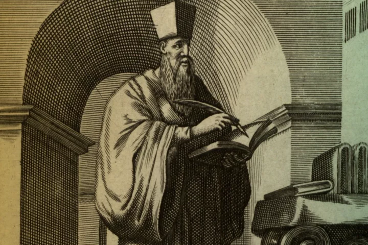 Woodcut portrait of Michał Boym by Athanasius Kircher