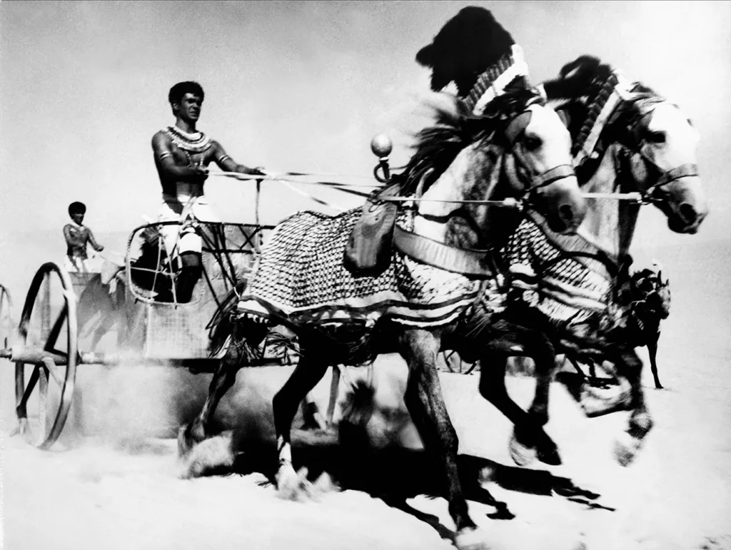 Chariot Scene with Jerzy Zelnik, still from Faraon movie