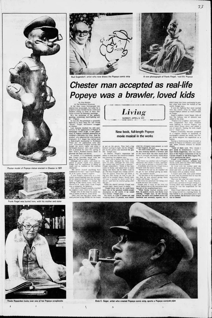 Southern Illinoisan newspaper from 1979.04.08, page 33. On top right photo of Frank Fiegel