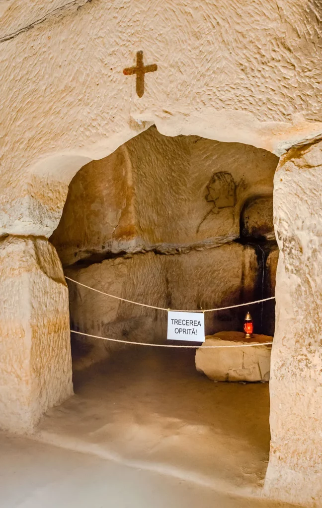 Sinca Veche, Fagaras, Romania - Detail of the ancient Temple Cave in a beautiful day