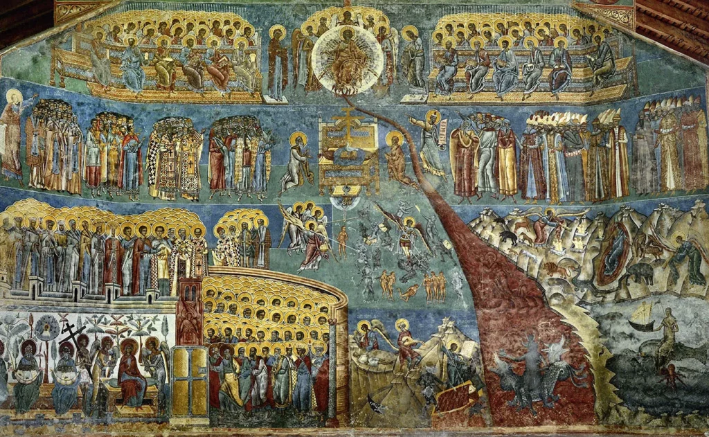 The Last Judgement, fresco on an external wall of the church of St George, Voronet Monastery