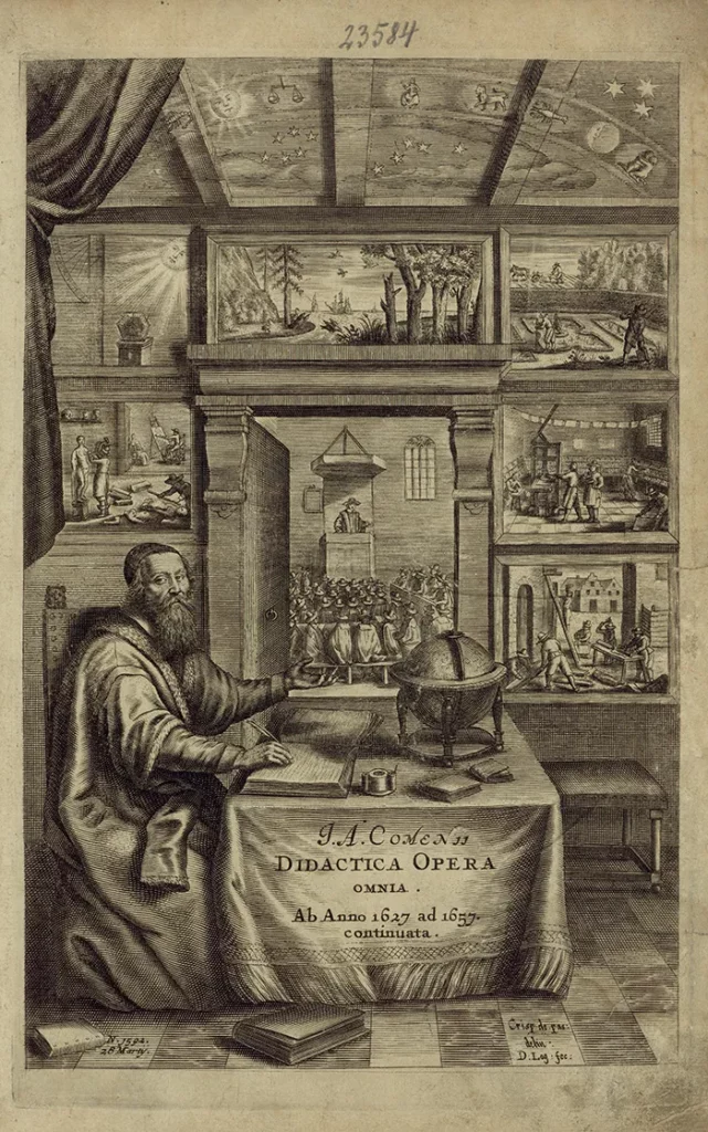 Copperplate pre-title of the collected didactic writings of J. A. Comenius published in Amsterdam in 1657