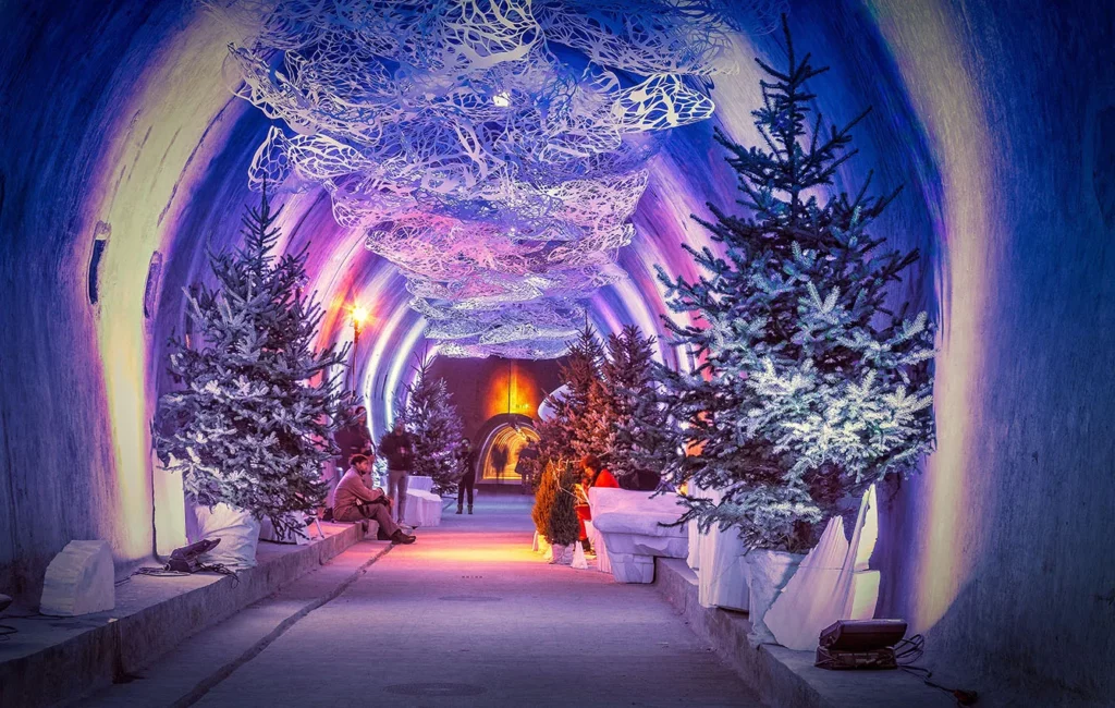 Zagreb tunnel Gric during Christmas celebrations as part of Advent in Zagreb.
