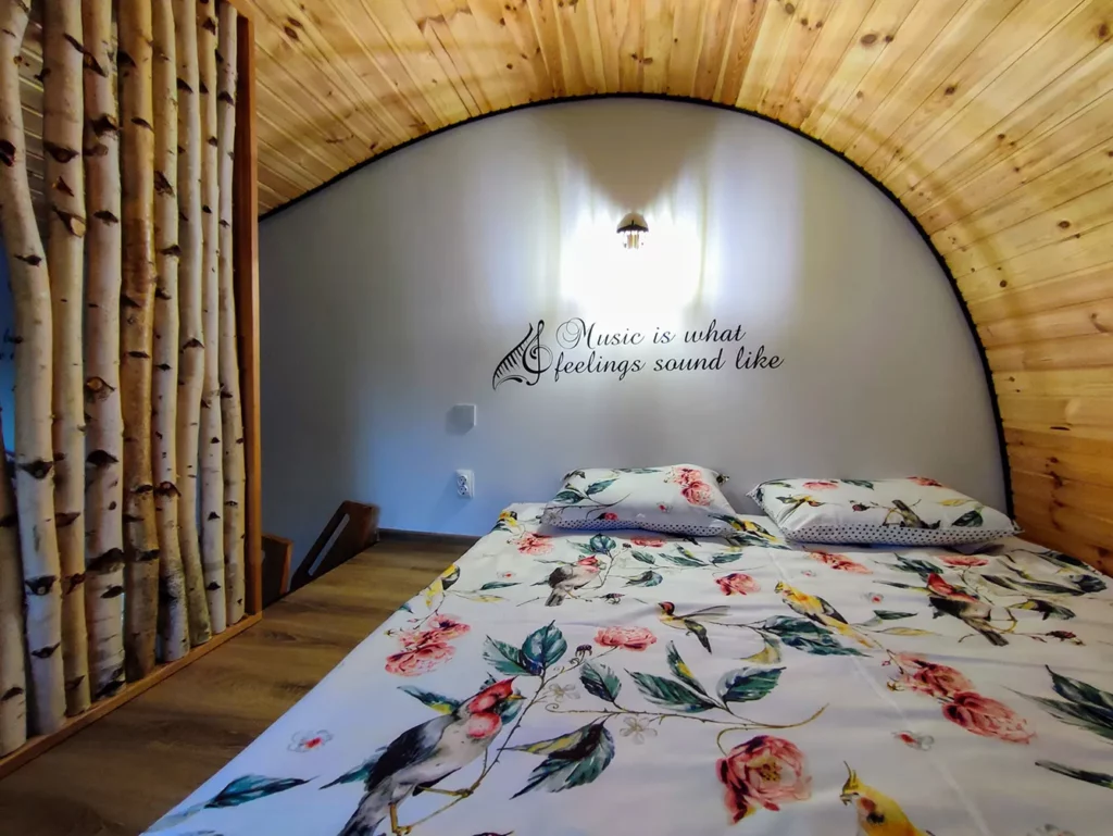 A bedroom in a guitar-shaped house, Romania.