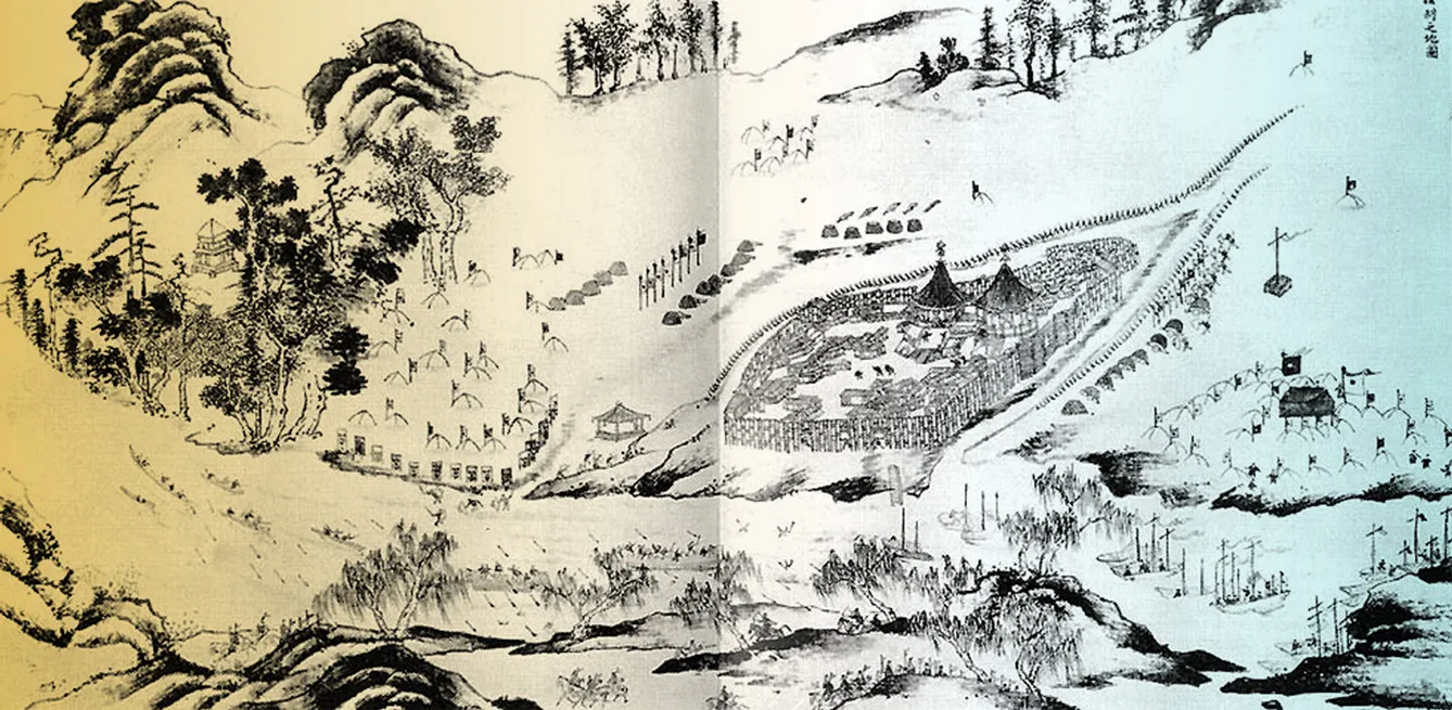 Siege of Albazin by the Qing army in the 1780s, late 17th century Chinese drawing from the collection of the US Congress
