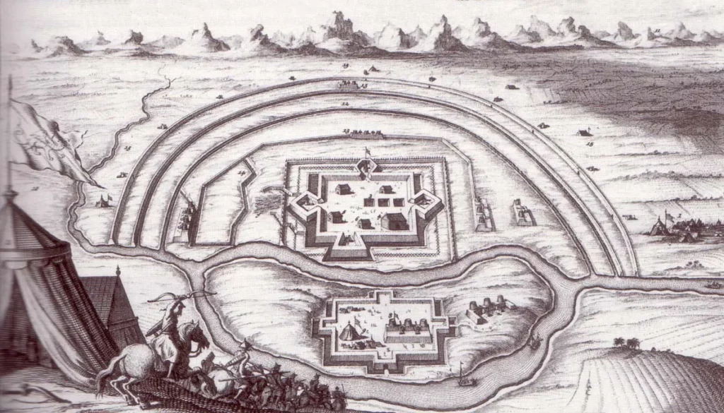 Qing troops besieging Albazin in 1686