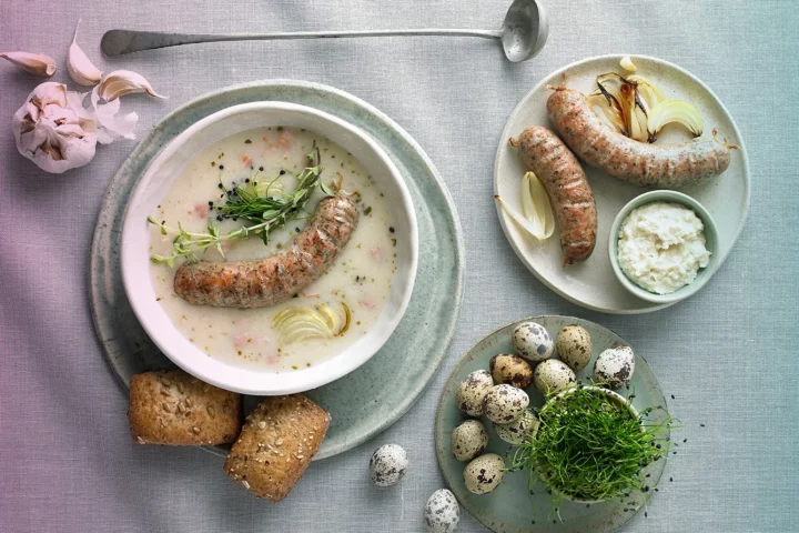 Żurek with with white, Polish sausage