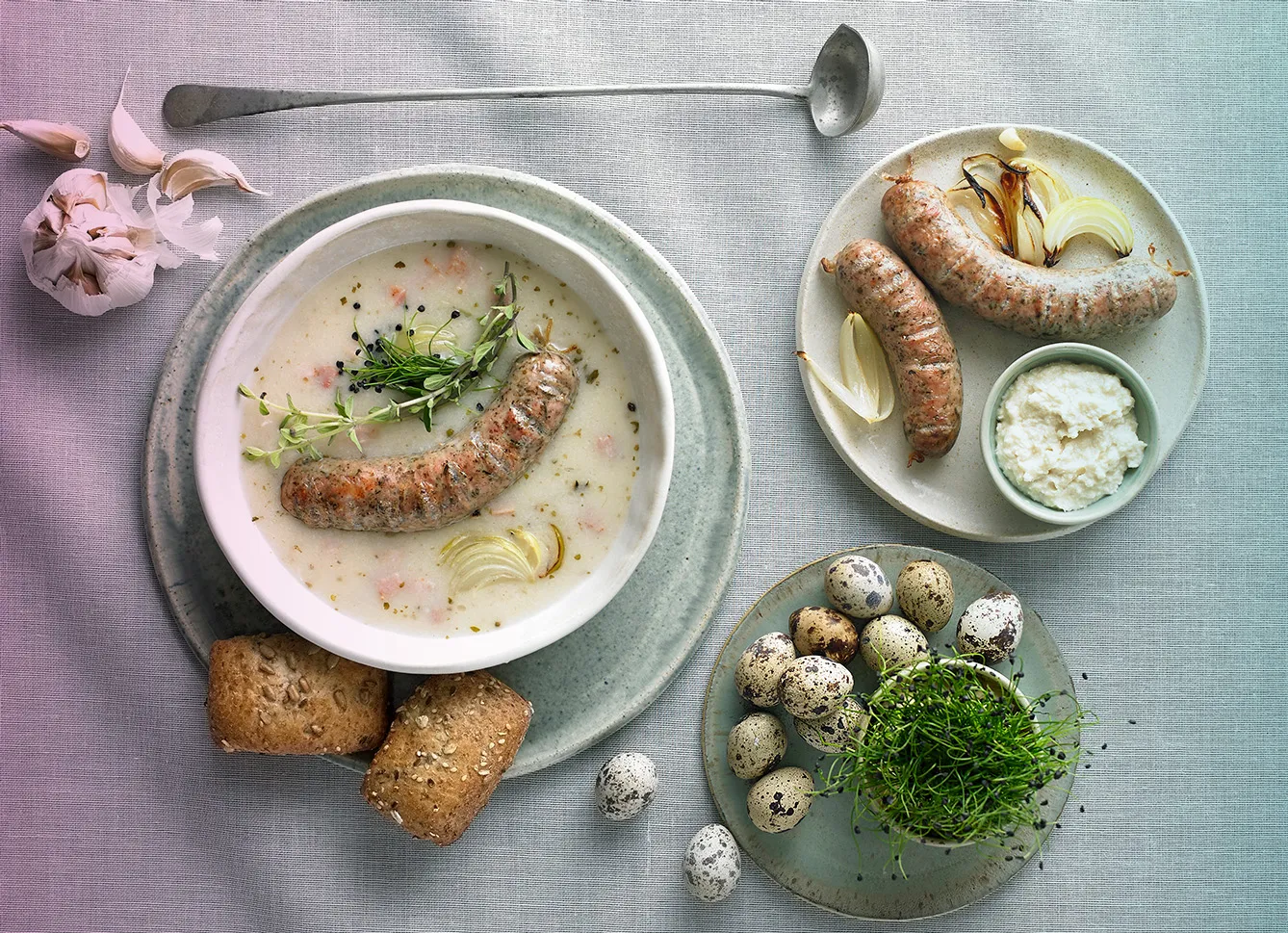 Żurek with with white, Polish sausage