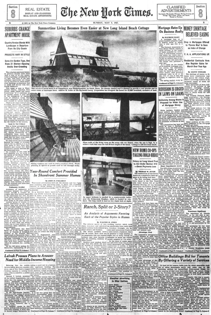 Cover of The New York Times from 1957 with Elizabeth Reese House