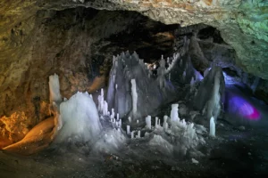 Underground glacier in Scarisoara cave, Apuseni mountains, Romania