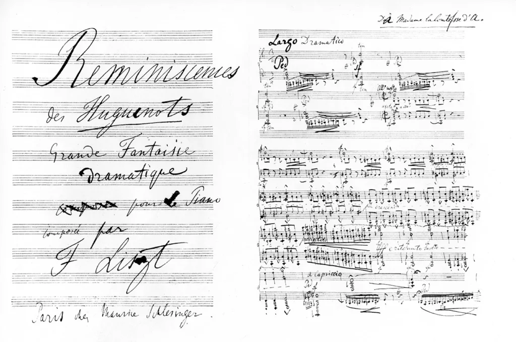 Sheet music 'Grande fantaisie dramatique sur des themes de l'opera 'Les Huguenots' - undated.
