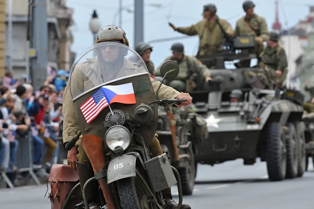 The Convoy od Liberty, watched by thousand of people with U.S. and Czech flags, was today the apex of the weekend of the Liberty Festival celebrating Victory in the town of Pilsen, Czech Republic, May 3, 2015.