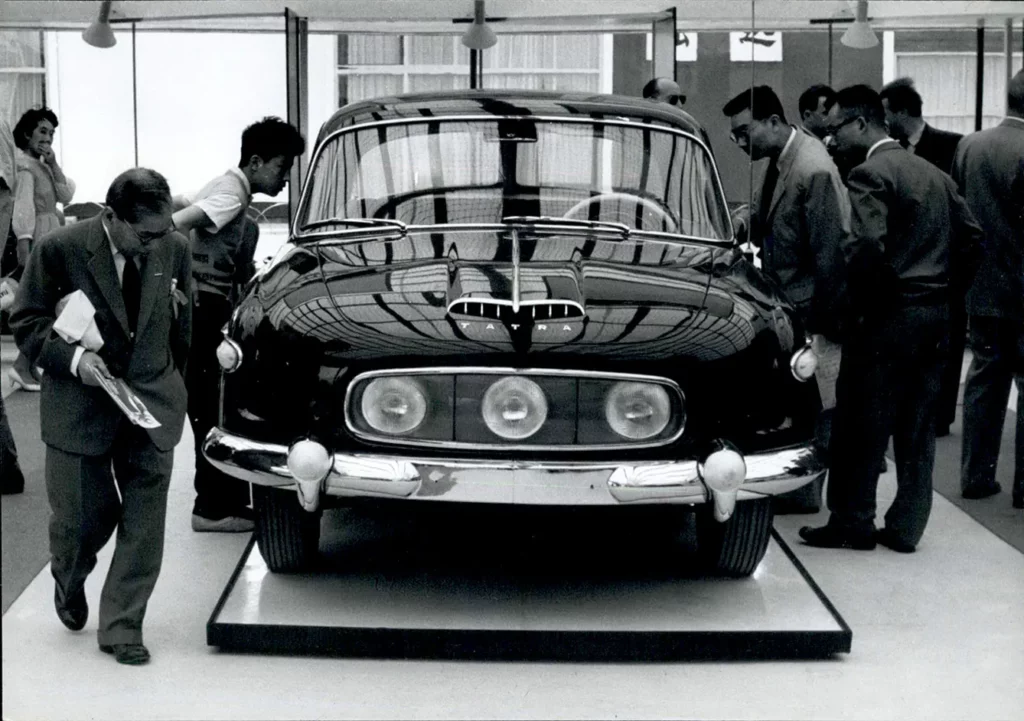 1968 - Tokyo Trade fair opens: Czechoslovakia's latest car the ''Tatra'' on exhibition at the Tokyo Trade Fair which opened yesterday has 3 front headlamps. The fair is open for 18 days at Harumi and covers 213.000 sq meters.