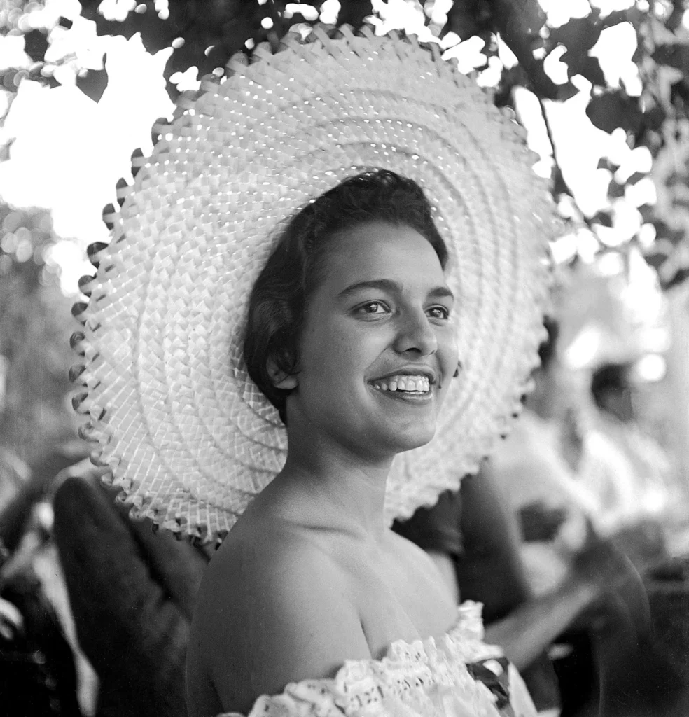 Fifth World Festival of Youth and Students in Warsaw. Young woman wearing a straw hat.
