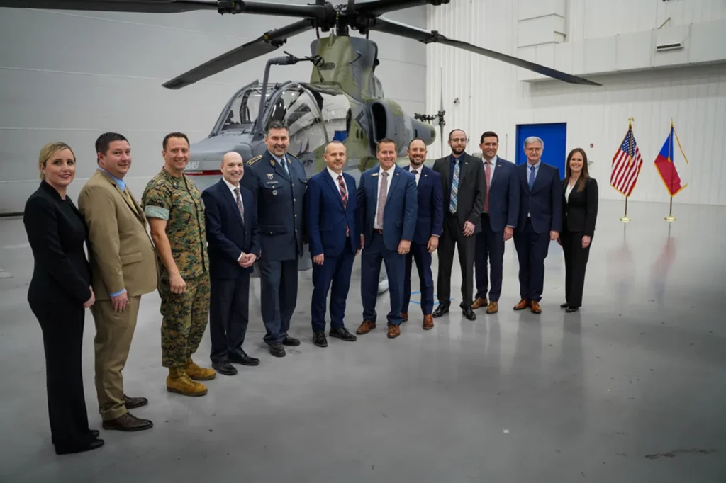 First Deputy Minister of Defence František Šulc and Commander of the Czech Air Force Brigadier General Petr Čepelka attended the launch of the handover of the first H1 helicopter for the Czech Army at the Bell Textron factory in Amarillo, 19.07.2023.