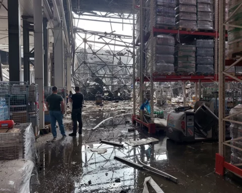 A warehouse building in Odesa after the attack by the russian Kalibr missile.