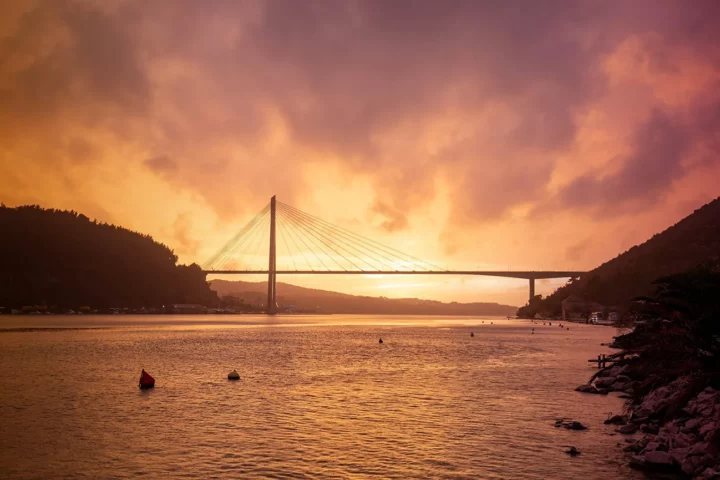 Rijeka dubrovacka, Dubrovnik - Photo shows river Ombla and Franjo Tudjman Bridge in Dubrovnik, Croatia. The Ombla is a short river in Croatia, its course is approximately 30 meters long, and by many accounts, it is one of the shortest river in the world.