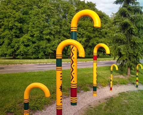 Decorative sticks in the the park.