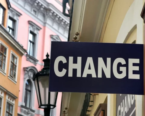 Change Street Sign Money Exchange Europe, Prague.