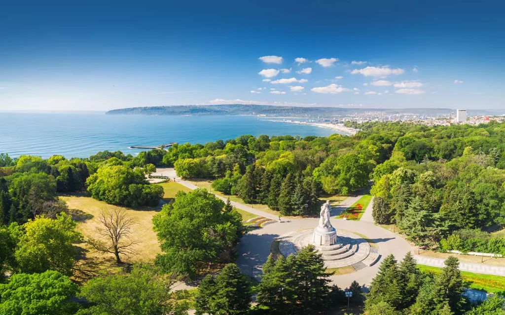 Varna in spring time, beautiful aerial view above Sea Garden.