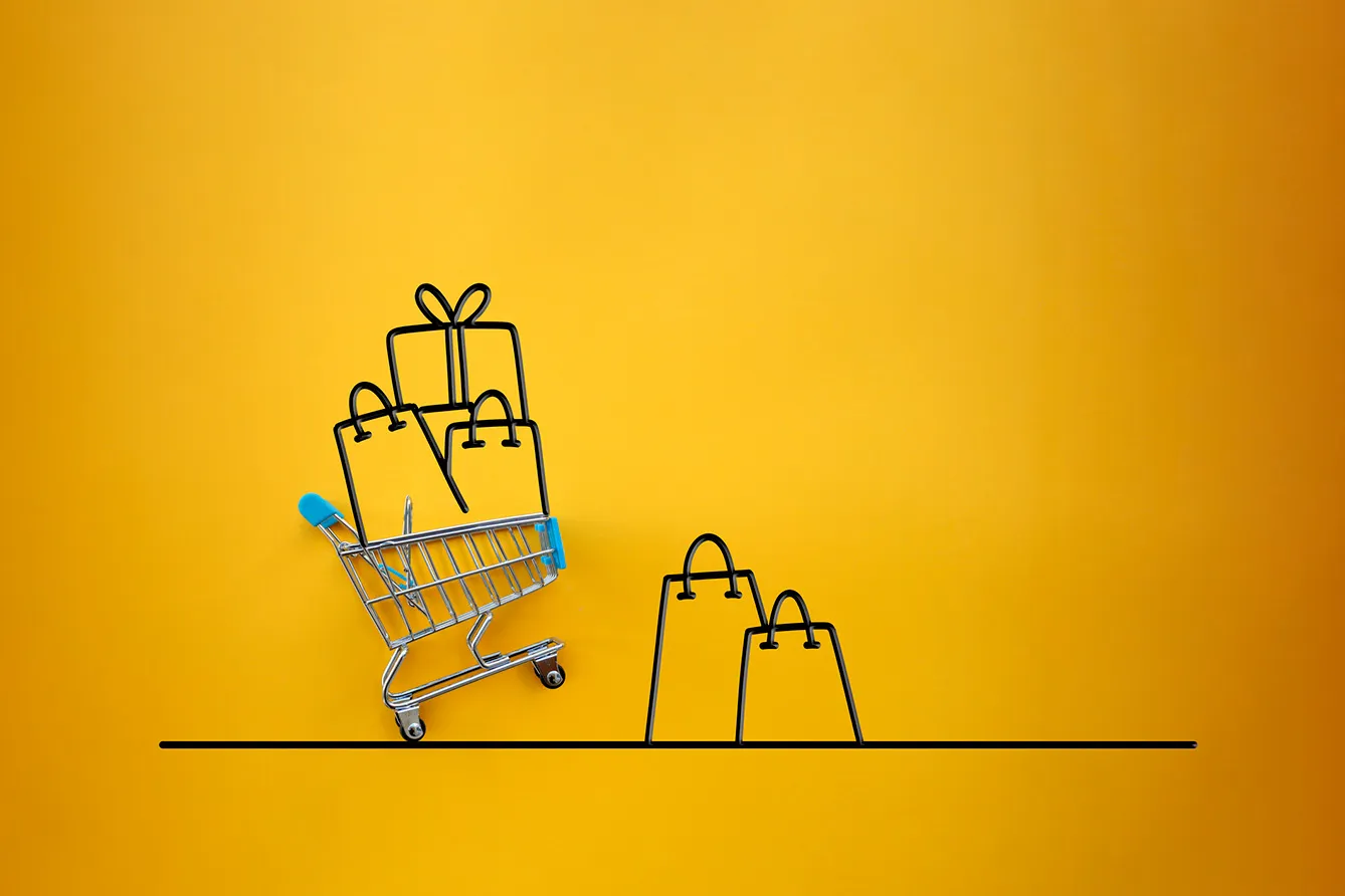 Shopping cart with shopping packages illustration