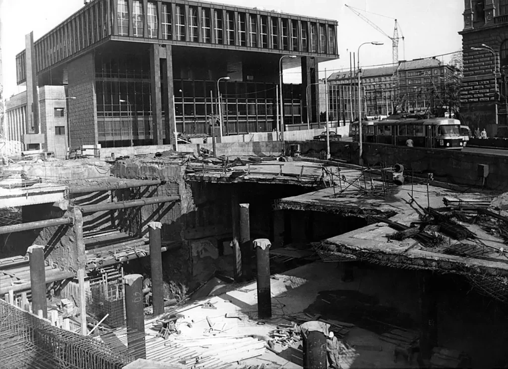 Wenceslas Square subway construction.