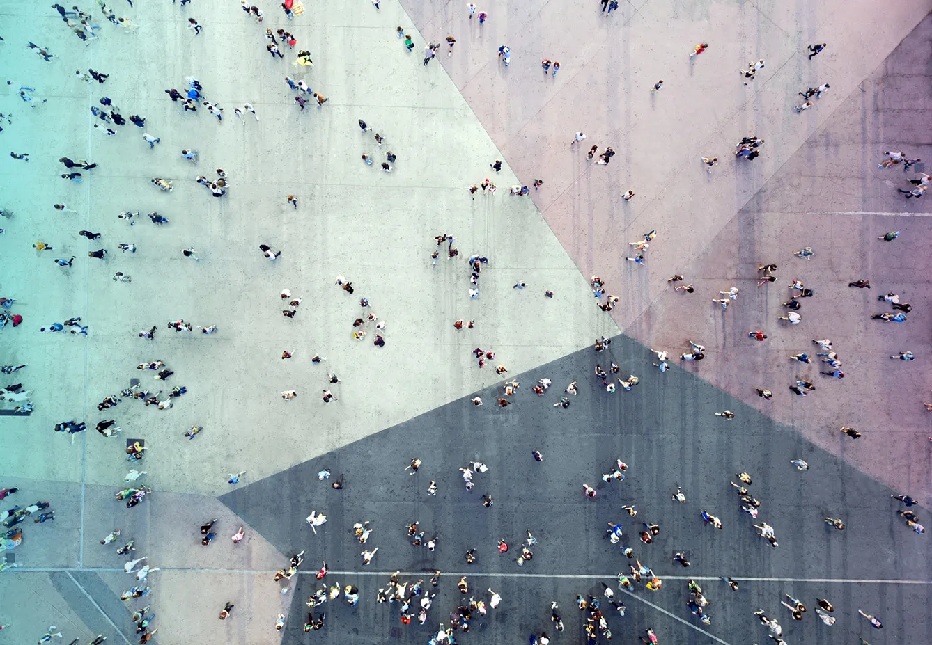 High angle view of people on street stock photo
